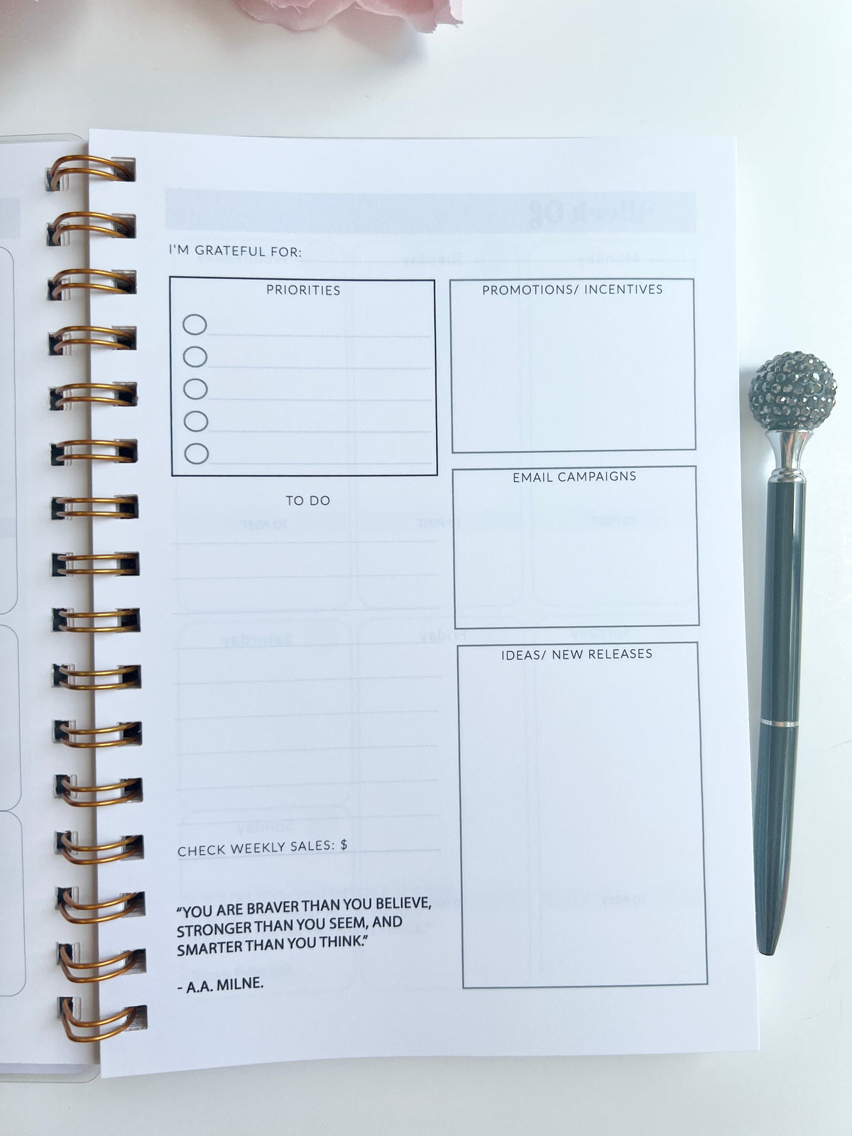 Floral Level Up Business Planner A5 Size - Undated
