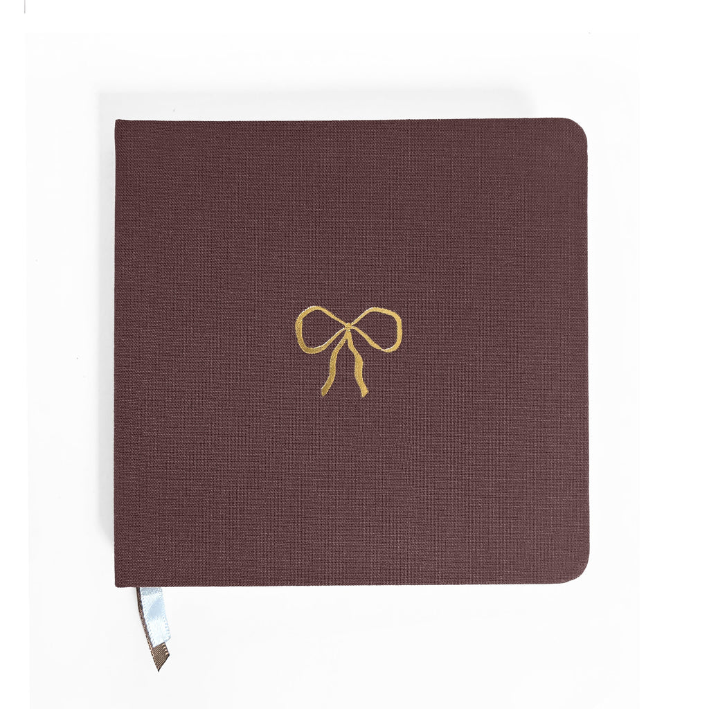 Vintage Bow Foil Embossed Square Linen Notebook